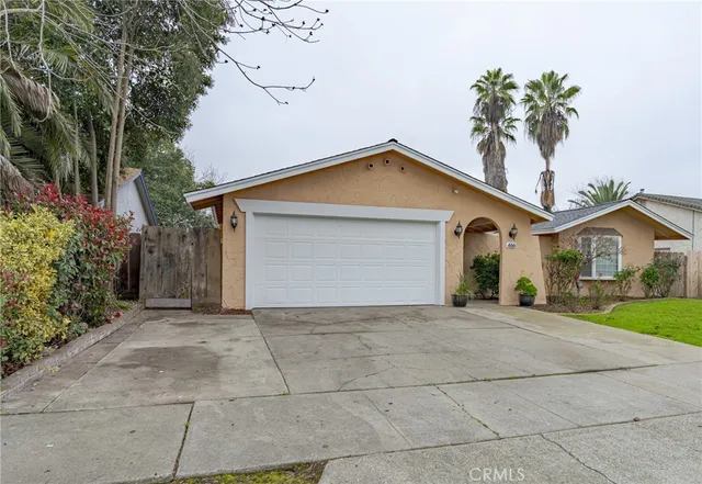 a view of a house with a yard and large tree