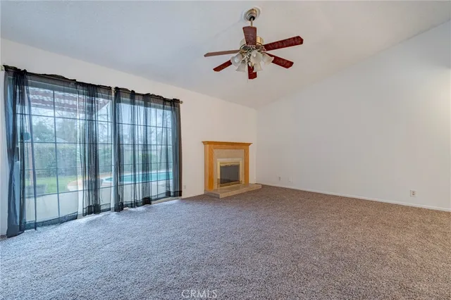 an empty room with a mirror