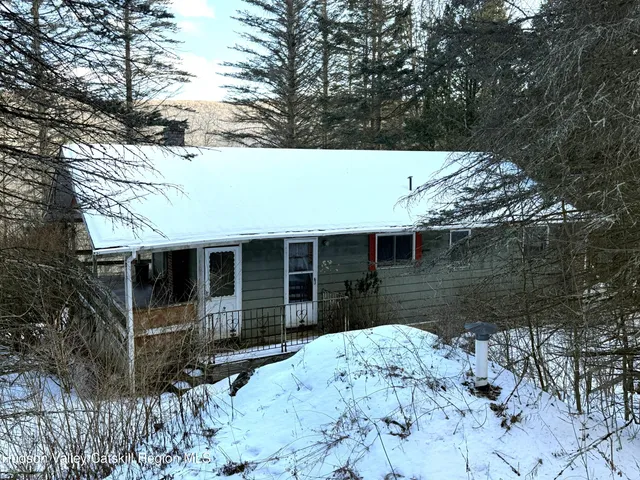 a backyard of a house with lots of tree