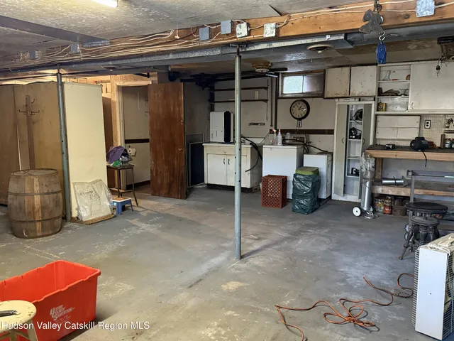 a storage room with furniture