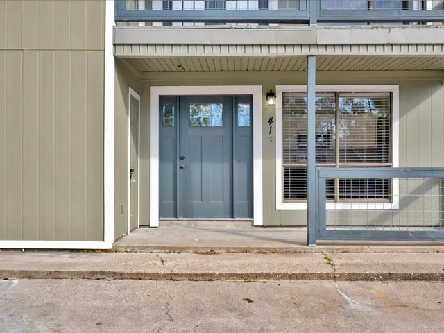 a view of a door with a house