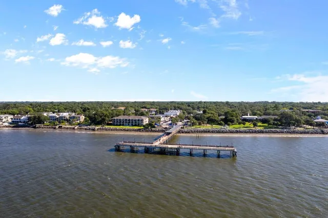 a view of a lake with houses