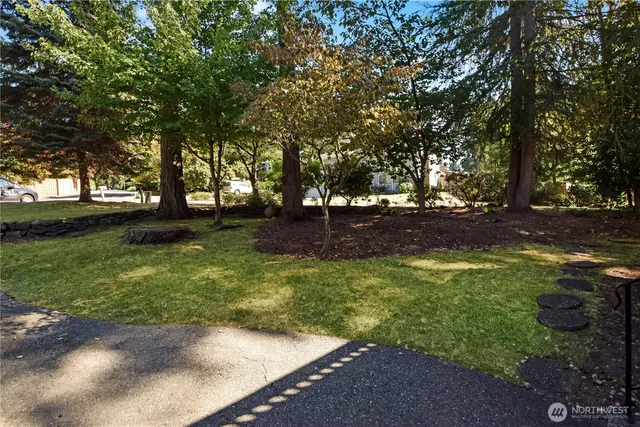 a view of backyard with green space