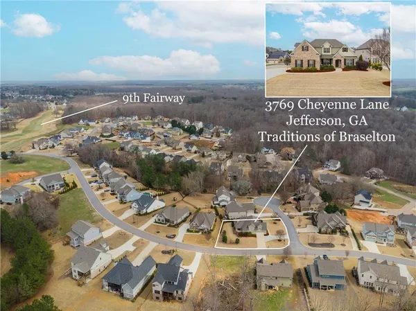 an aerial view of a house