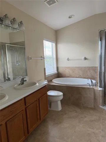 a bathroom with a sink toilet a mirror and bathtub