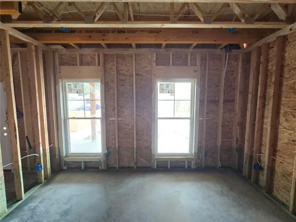 a view of a room with large window