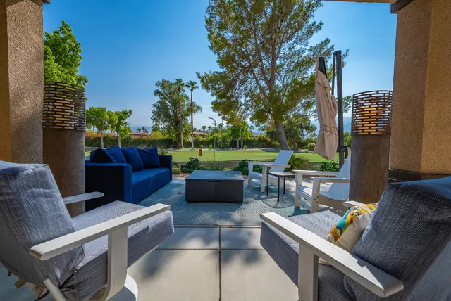 a view of an outdoor sitting space