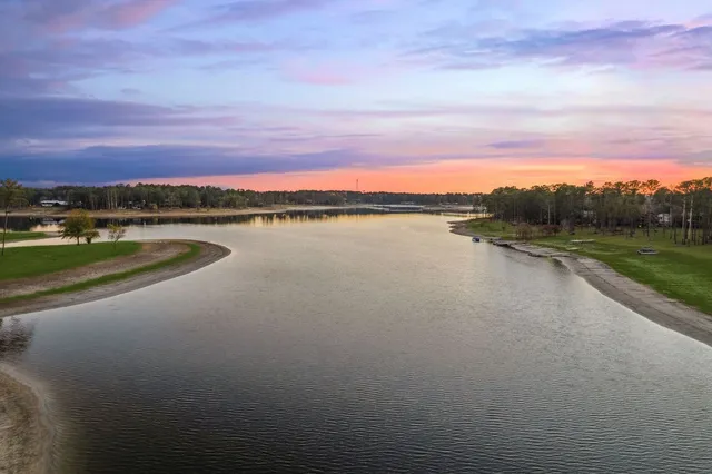 a view of a lake with a mountain