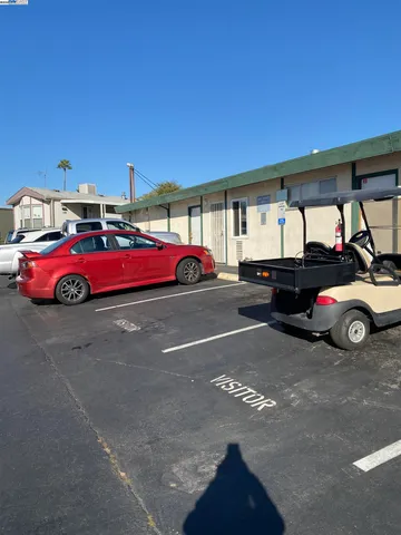 a car parked in front of a building