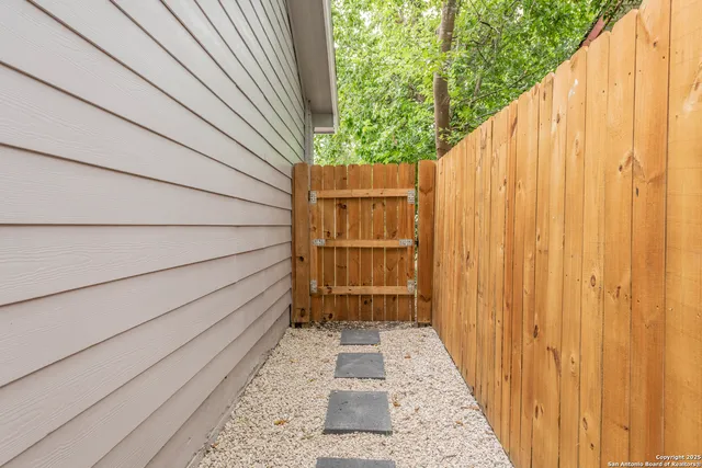 a view of a wooden door