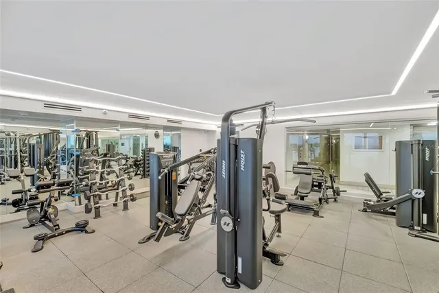 a view of a room with gym equipment
