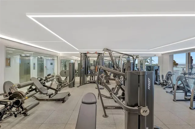 a view of a room with gym equipment
