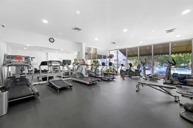 a view of a room with gym equipment