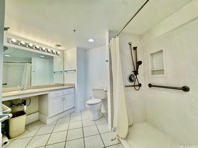 a view of a room with racks on the wall