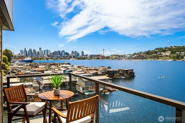 a city view with tall buildings