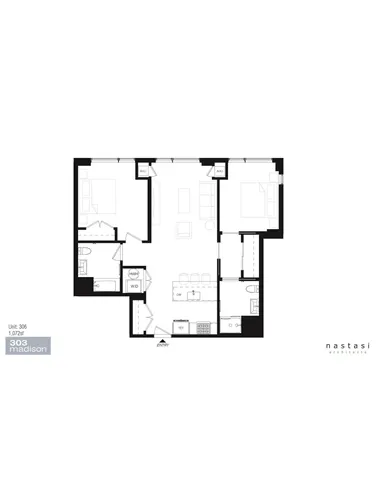 a front view of a multi story building