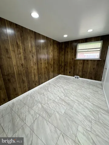 an empty room with a workbench