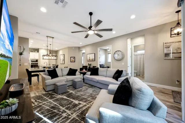 a living room with furniture