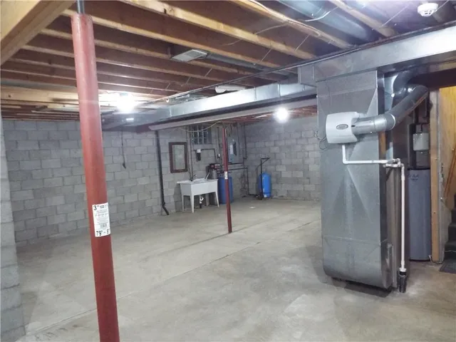 a view of a room with a refrigerator