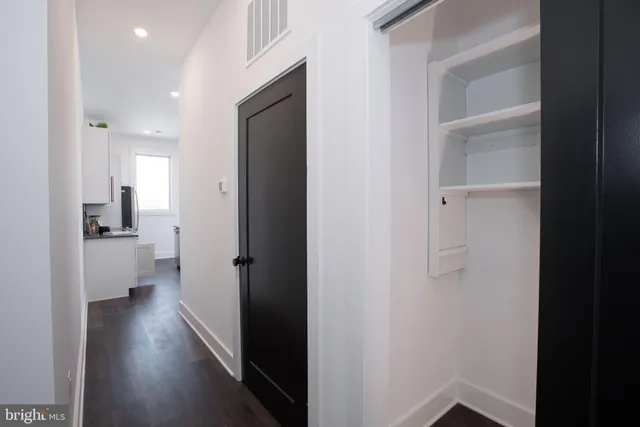 a view of an empty walk in closet