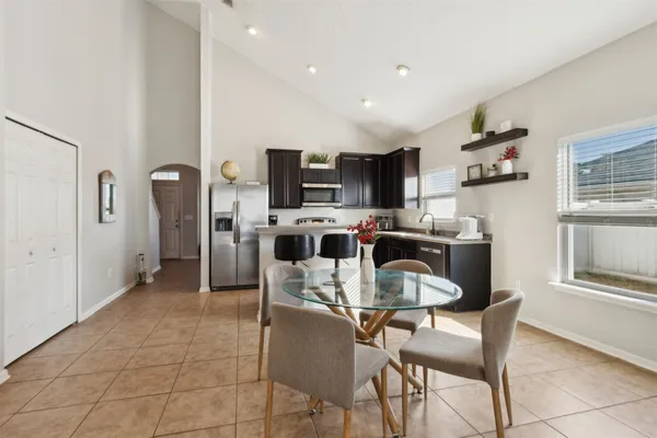 a kitchen with a sink counter top space and appliances