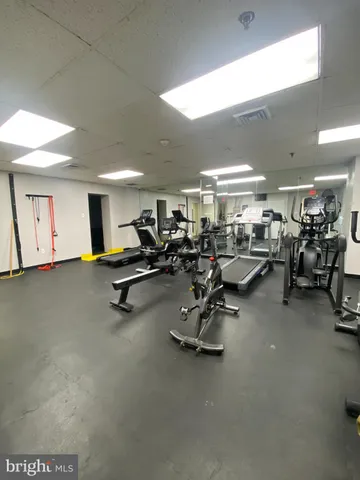 a view of a room with gym equipment