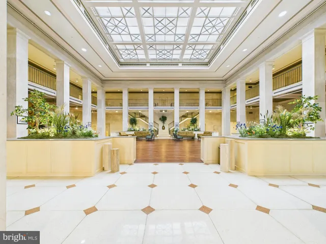 a view of a large white building