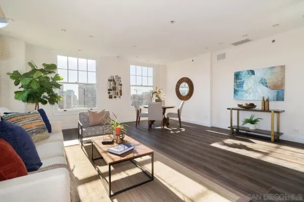 a living room with furniture