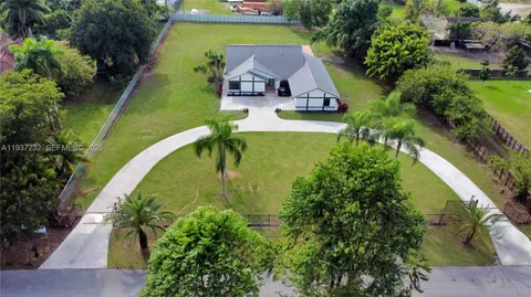 a view of a swimming pool with a yard