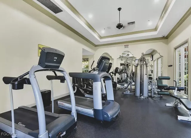 a view of a room with gym equipment