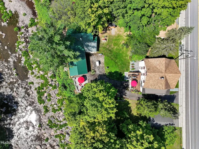 an aerial view of a house