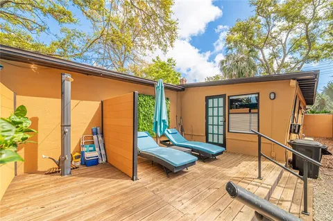 a view of an outdoor space with seating area