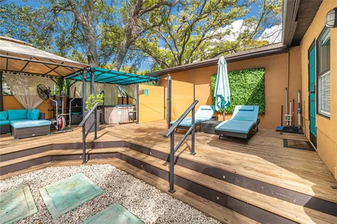 a view of outdoor space yard deck patio and swimming pool