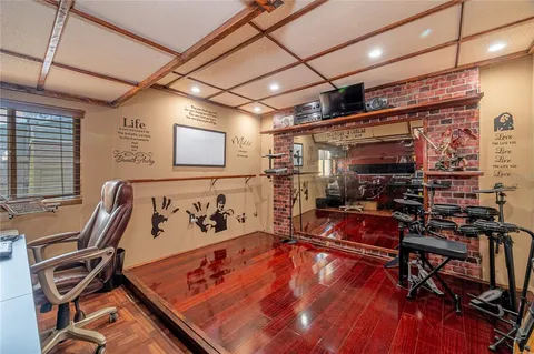 a room with gym equipment