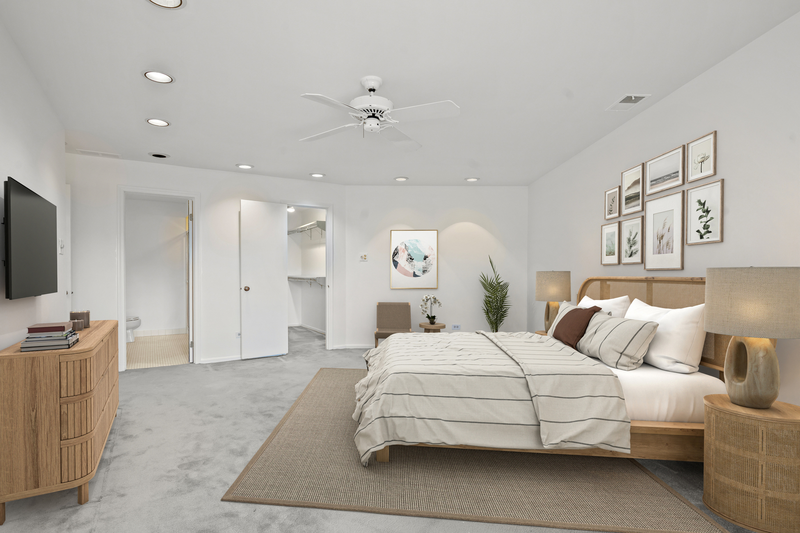 1125 Lake Cook Road, Unit 405 Northbrook, IL 60062 - Photo 11 of 18 a bedroom with a large bed and a flat screen tv