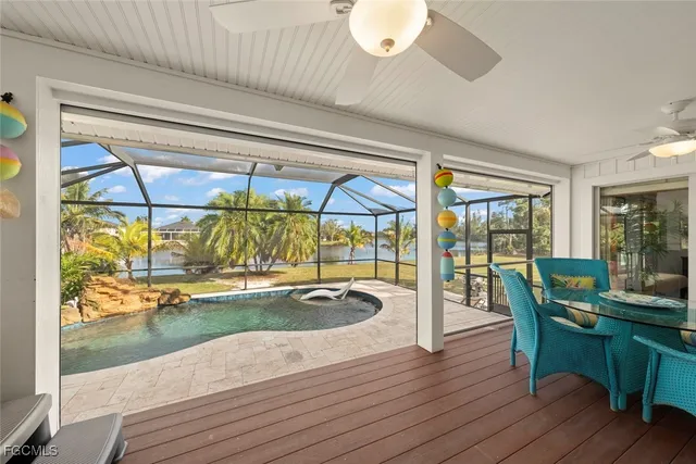 a dining room with wooden floor