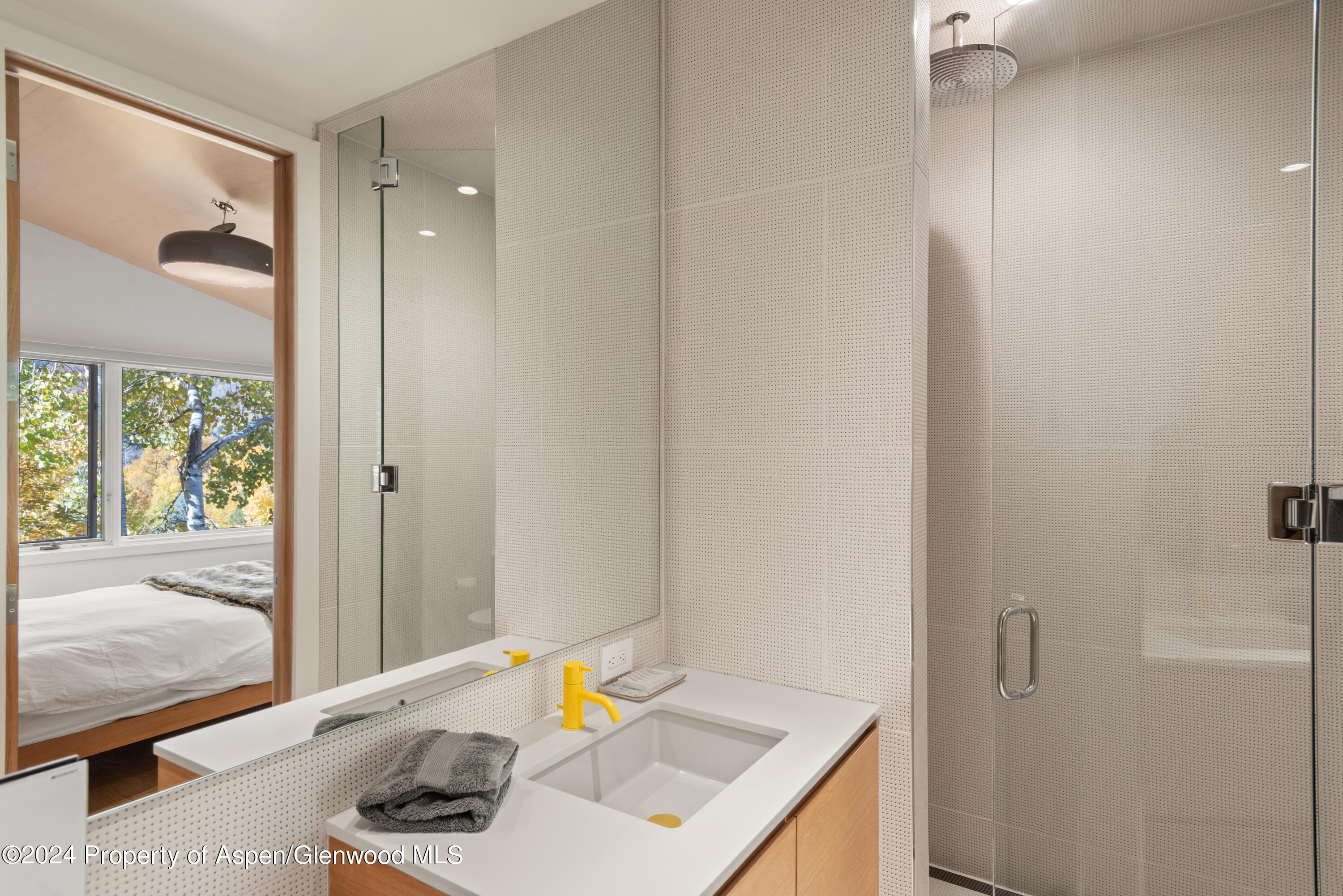 800 South Monarch Street, Unit 9 Aspen, CO 81611 - Photo 15 of 25 a bathroom with a sink vanity and a mirror