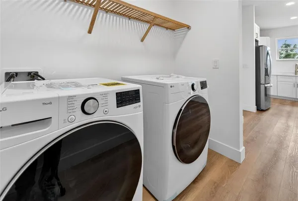 a view of a room with racks on the wall