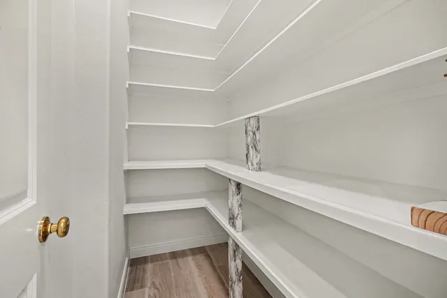 a storage room with empty racks