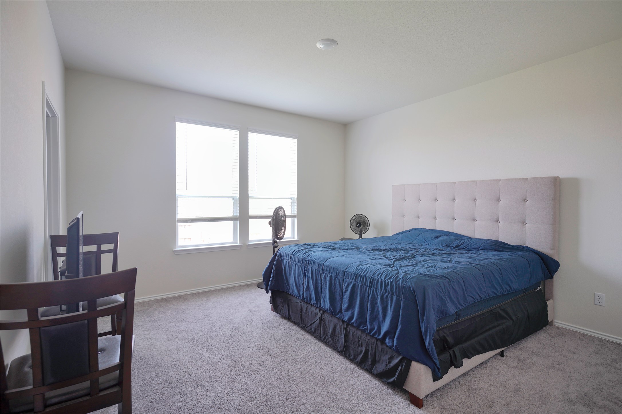 545 Tree Nut Loop Buda, TX 78610 - Photo 4 of 19 Plentiful natural light streams through multiple windows in this carpeted bedroom.
