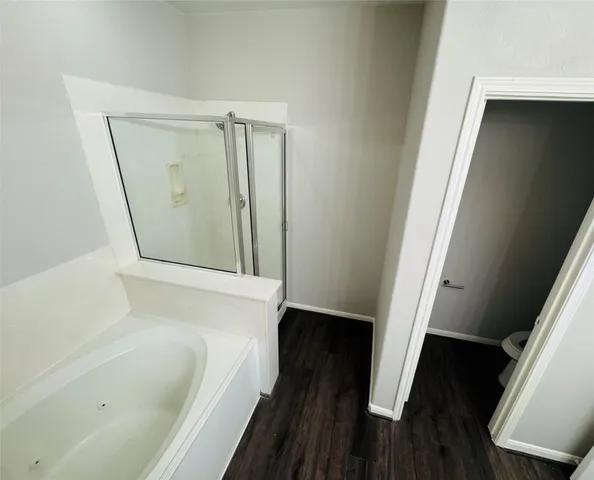 a bathroom with a bathtub