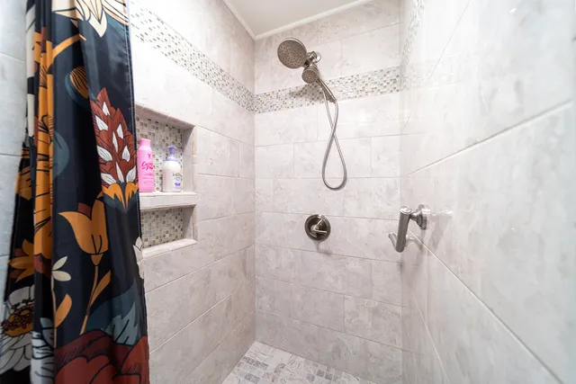a bathroom with a shower