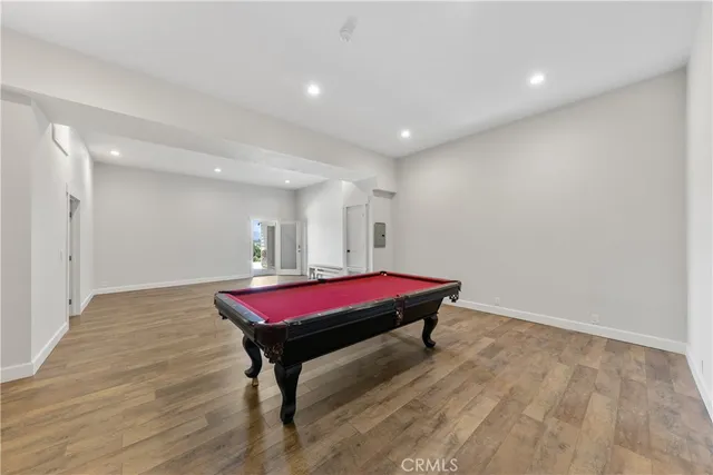 an aerial view of a house with big yard