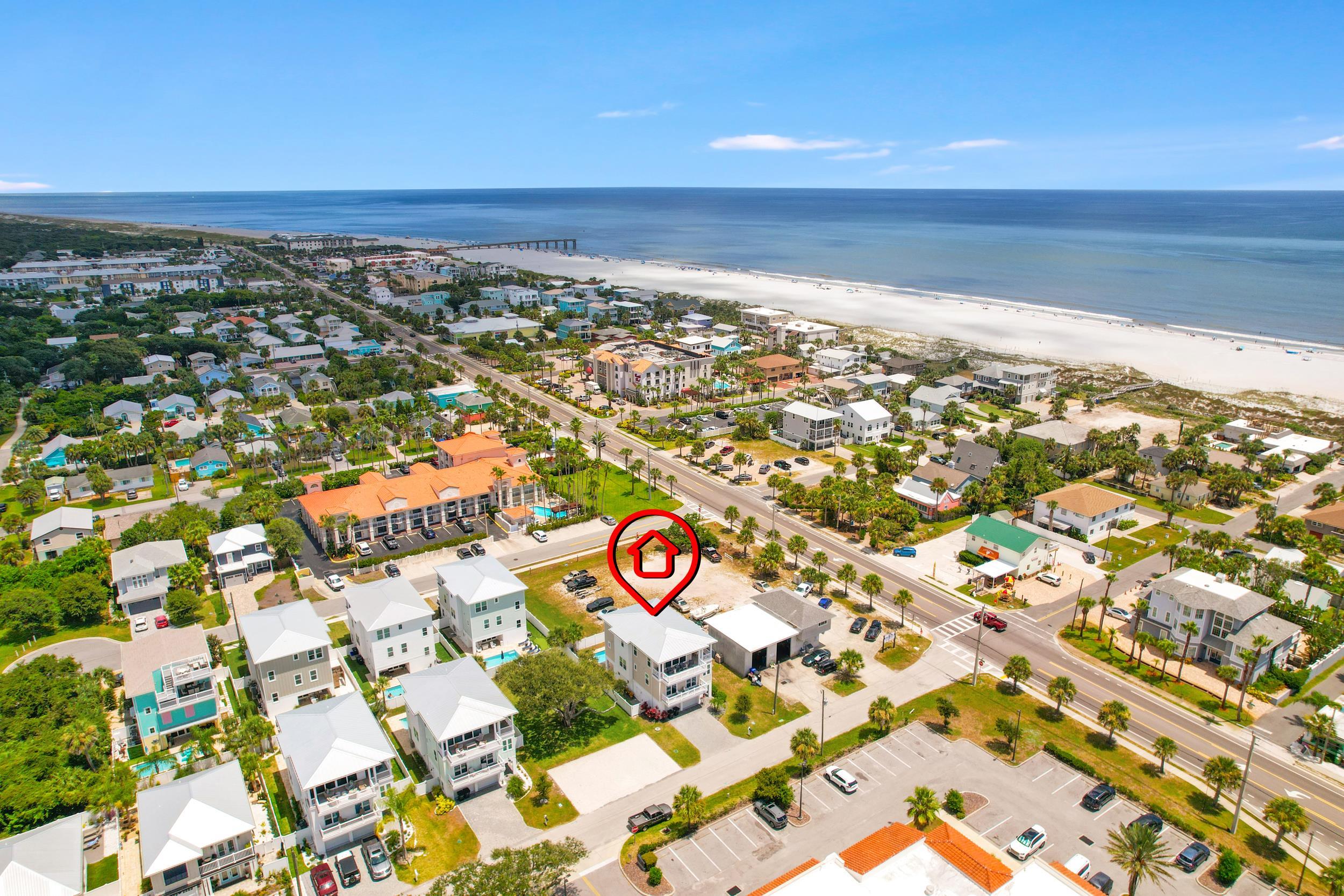 104 7th Street St. Augustine, FL 32080 - Photo 6 of 59 Aerial view of residential area with expansive beach