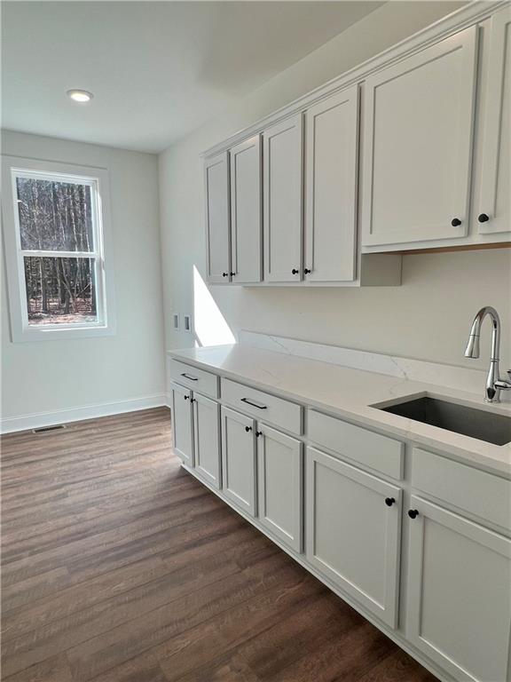 327 Primrose Lane Pendergrass, GA 30567 - Photo 9 of 41 a kitchen with white cabinets a sink and dishwasher