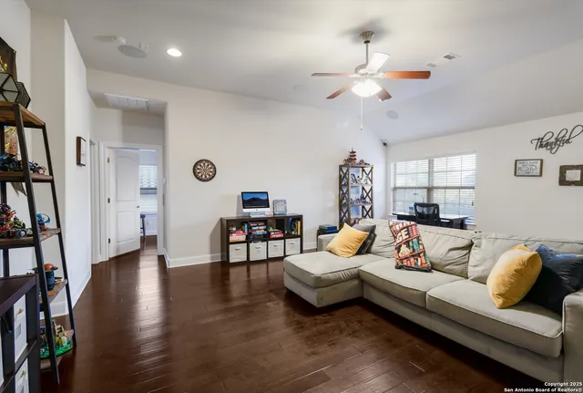 a living room with furniture
