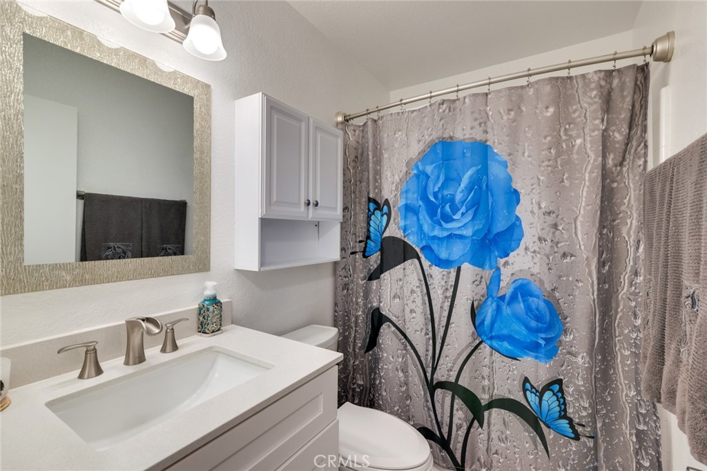 705 Fuchsia Lane Perris, CA 92571 - Photo 16 of 29 a bathroom with a sink a toilet and a mirror