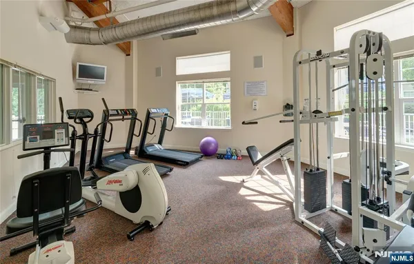 a view of a room with gym equipment