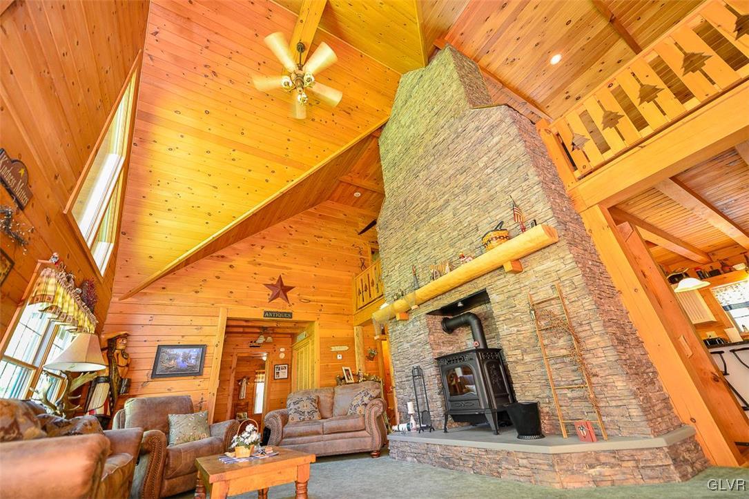 395 Swamp Road Nazareth, PA 18064 - Photo 5 of 50 Wow 21' great room with floor to ceiling stone, ce