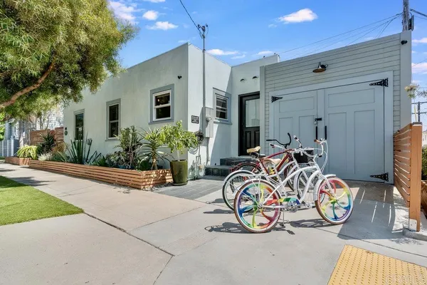 a view of a car garage with furniture